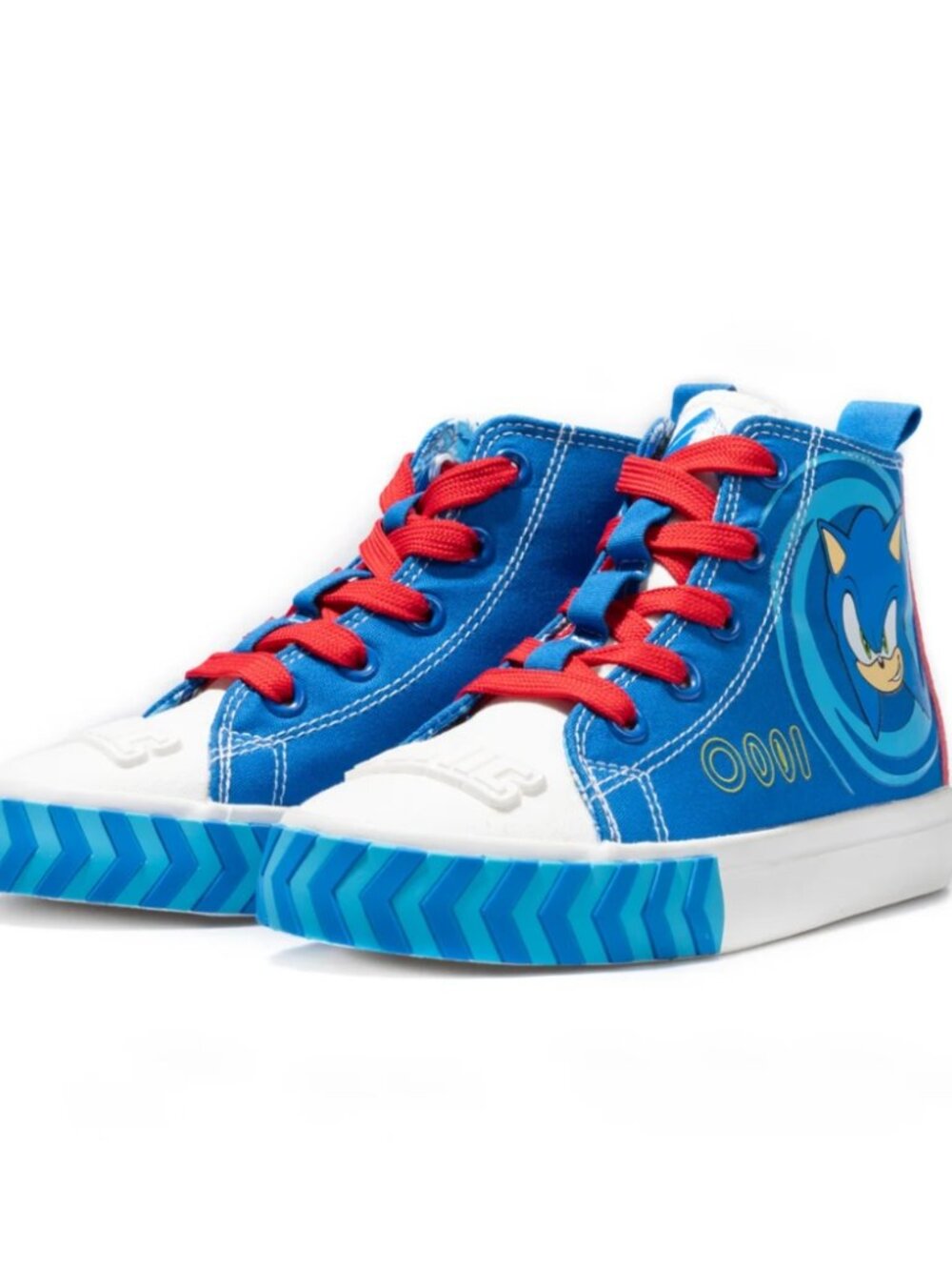 Sonic The Hedgehog Boys High-top Sneakers Blue White Lace Up Shoes Boys Size 3